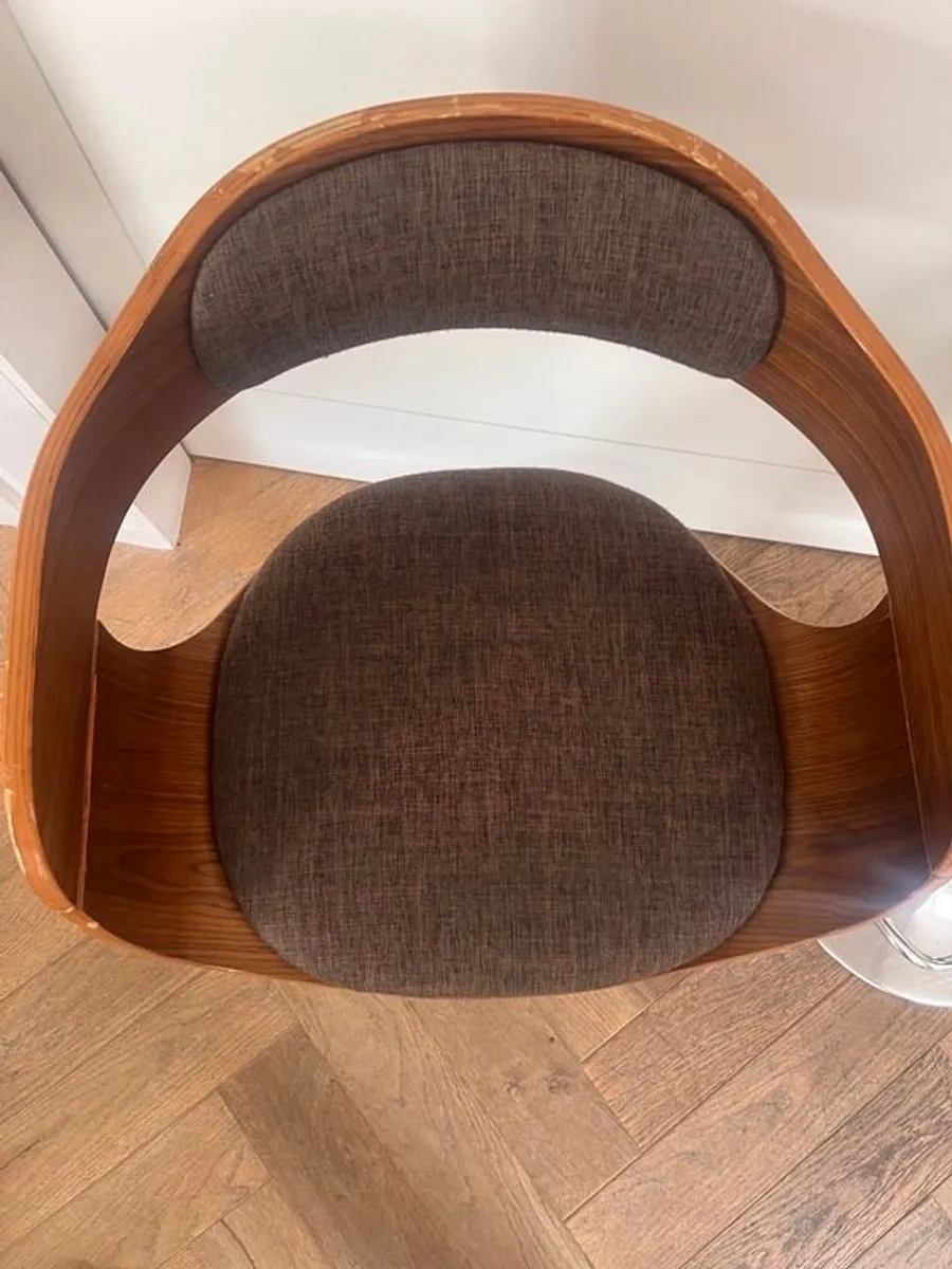 KARE Design Monaco Bar Stools, Pair, Walnut & Chrome, Adjustable - Image 4