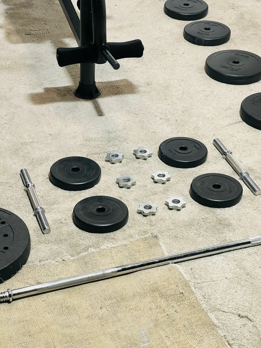 All IN ONE WORKOUT SETUP WEIGHTS BENCH BARS - Image 3