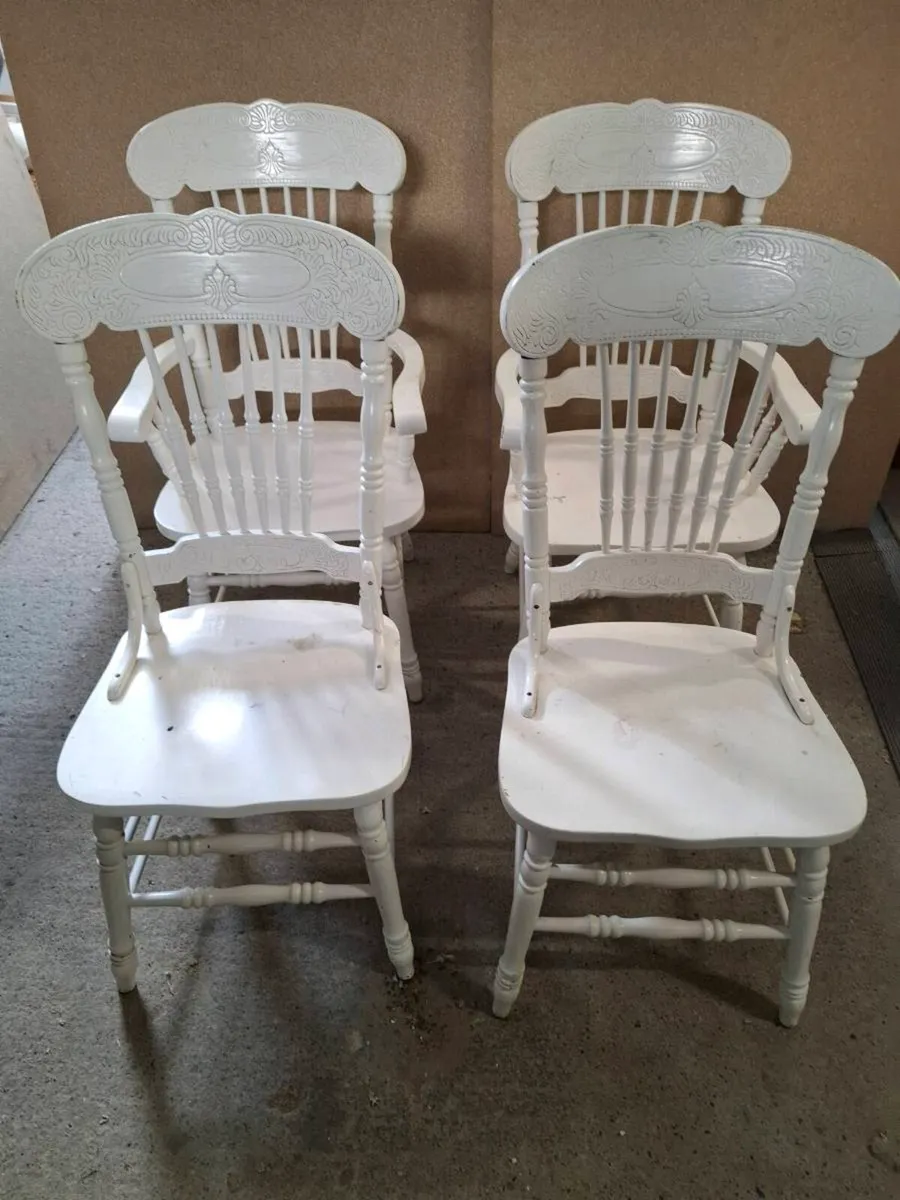 Set of 5 Solid Wooden, 2 Carver Chairs (DELIVERY) - Image 3