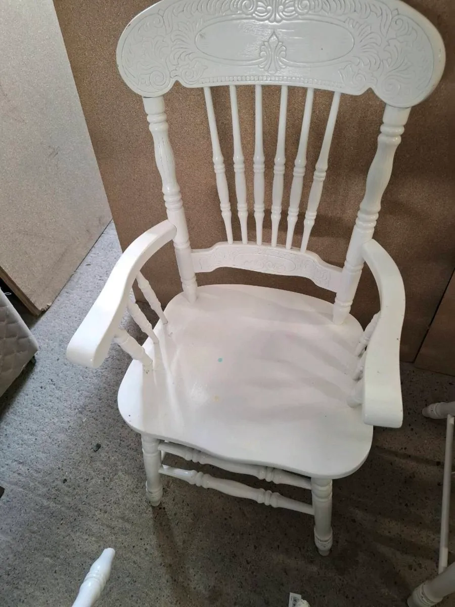Set of 5 Solid Wooden, 2 Carver Chairs (DELIVERY) - Image 4