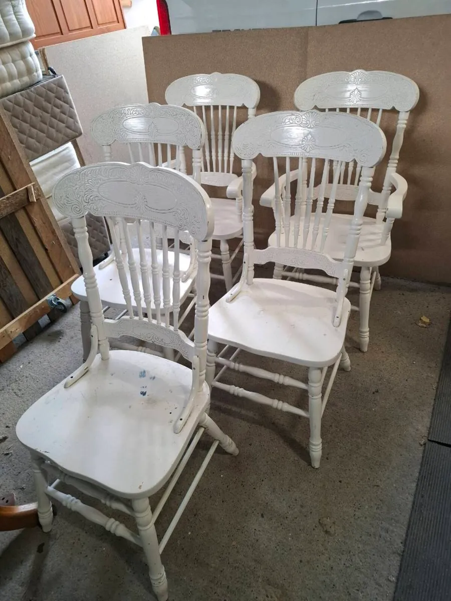 Set of 5 Solid Wooden, 2 Carver Chairs (DELIVERY) - Image 2
