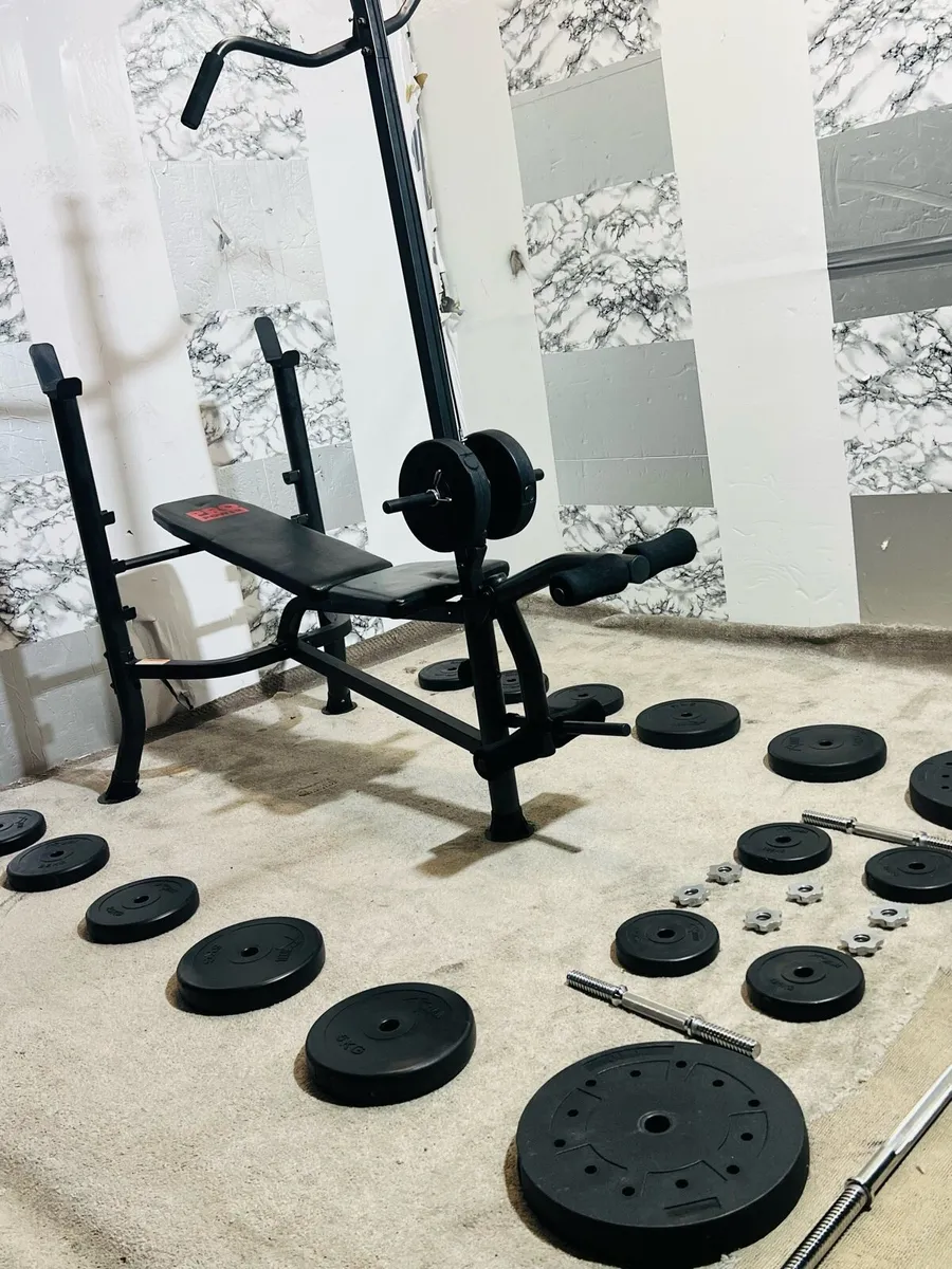 All IN ONE WORKOUT SETUP WEIGHTS BENCH BARS - Image 1