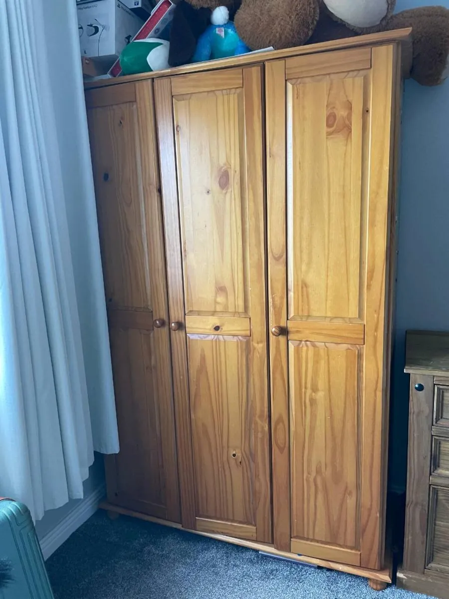 3 Door Pine Wardrobe