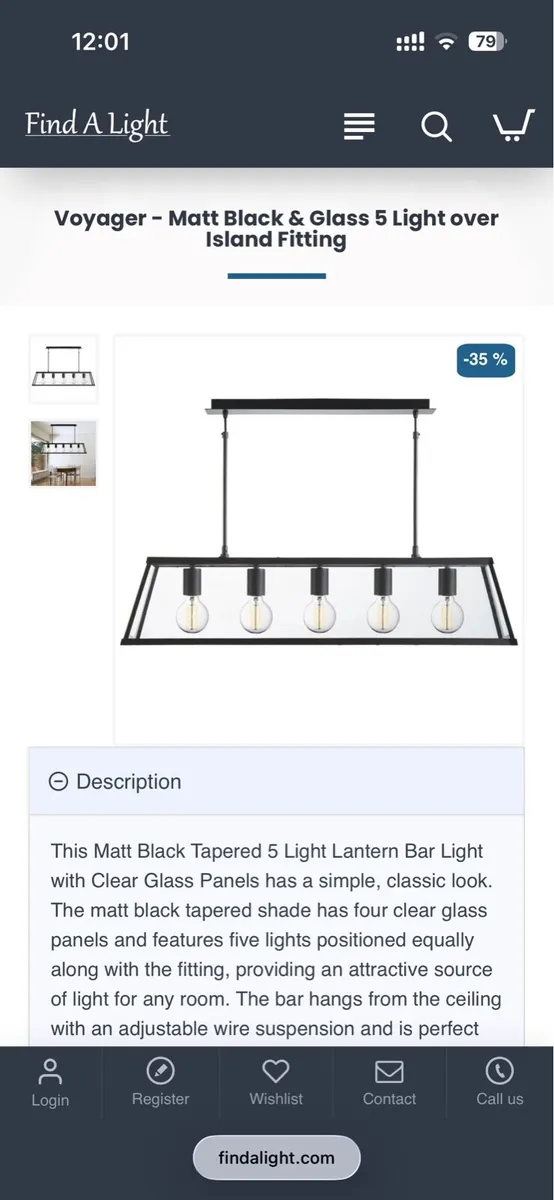 5 Light Pendant Light Matt black/glass - Image 2