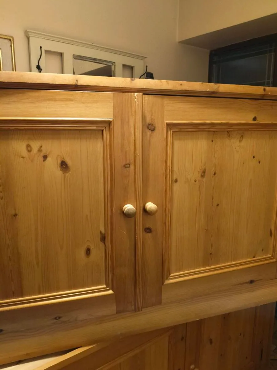 Beeswaxed solid pine cabinet sideboard. traditiona - Image 2