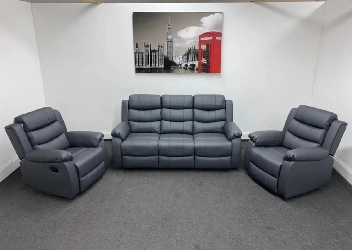 Roma 3+1+1 Manual Leather Recliner Sofa Set - Image 1