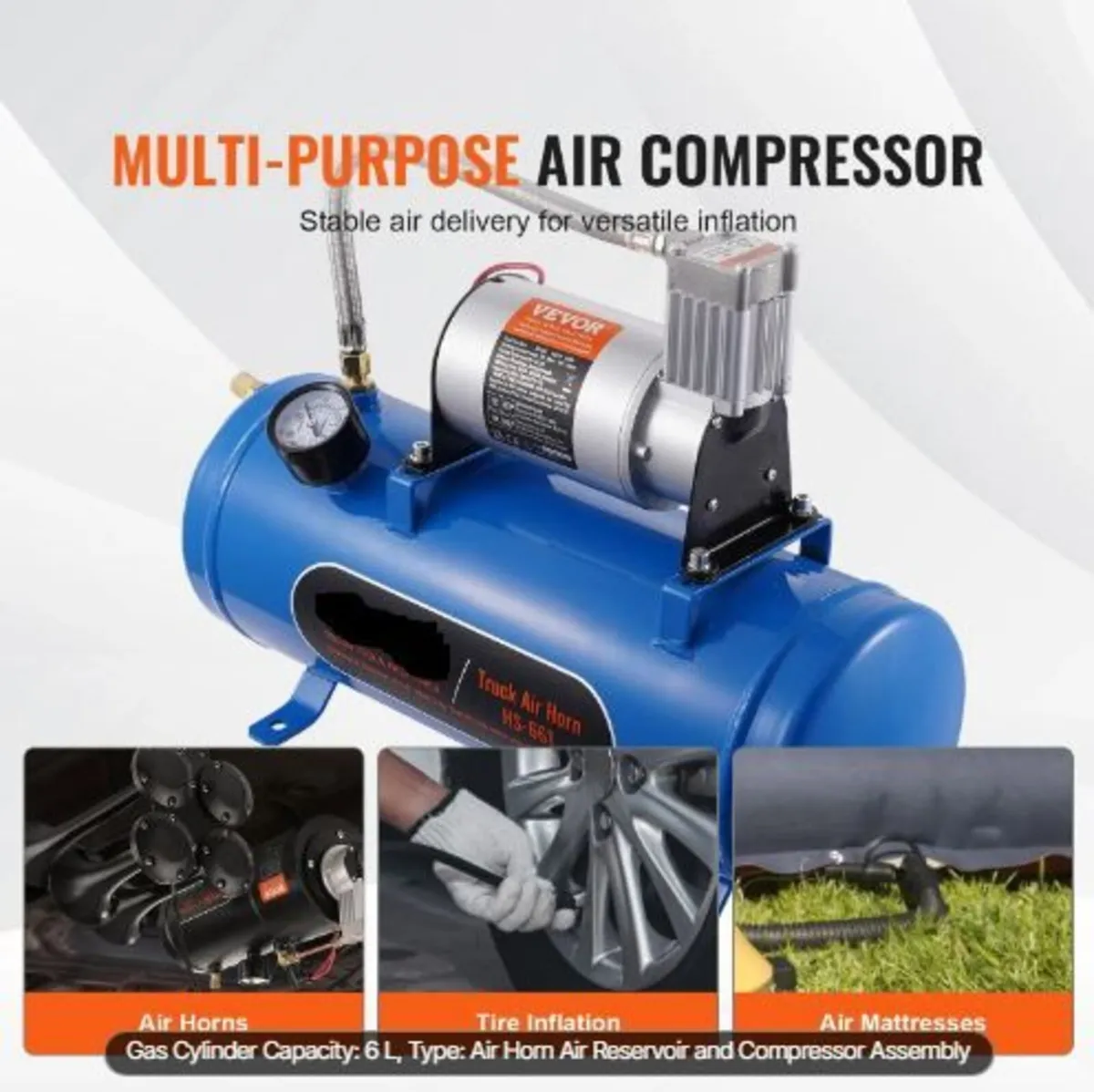 12V Air Compressor with Tank 1.6 Gallon/6 L - Image 3