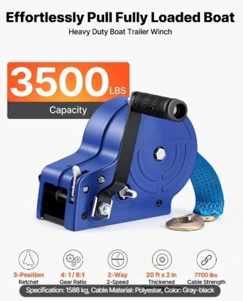Boat Winch, 1588 kg Hand Winch - Image 4