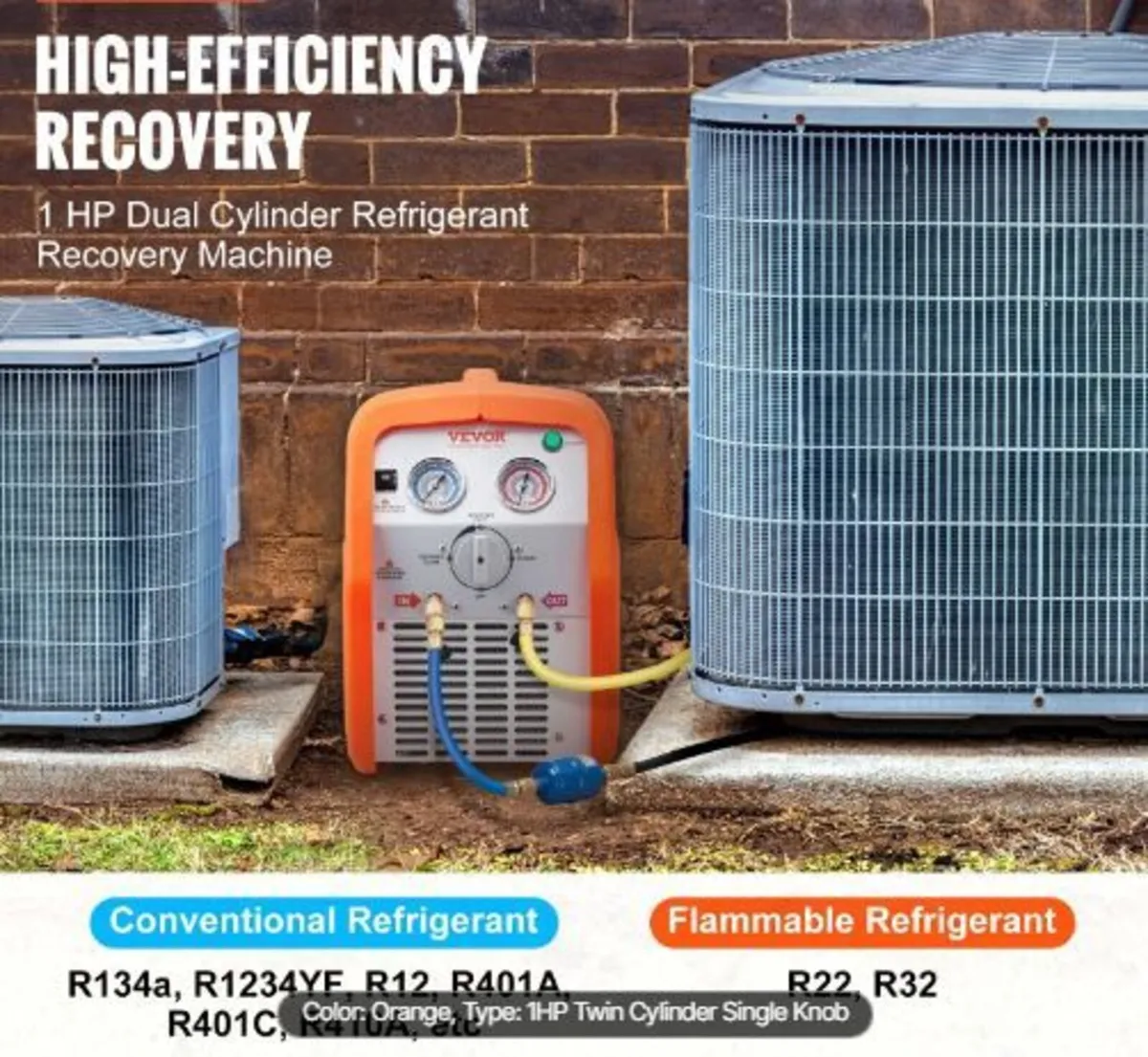 1 HP Refrigerant Recovery Machine - Dual Cylinder - Image 2