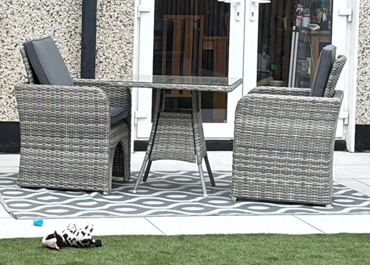 Grey Rattan 2-4 Seat Dining Set - Image 1