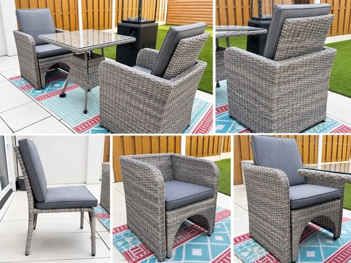 Grey Rattan 2-4 Seat Dining Set - Image 2