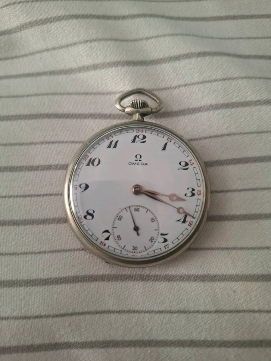 Omega pocket watch & ww2 pocket strap - Image 1