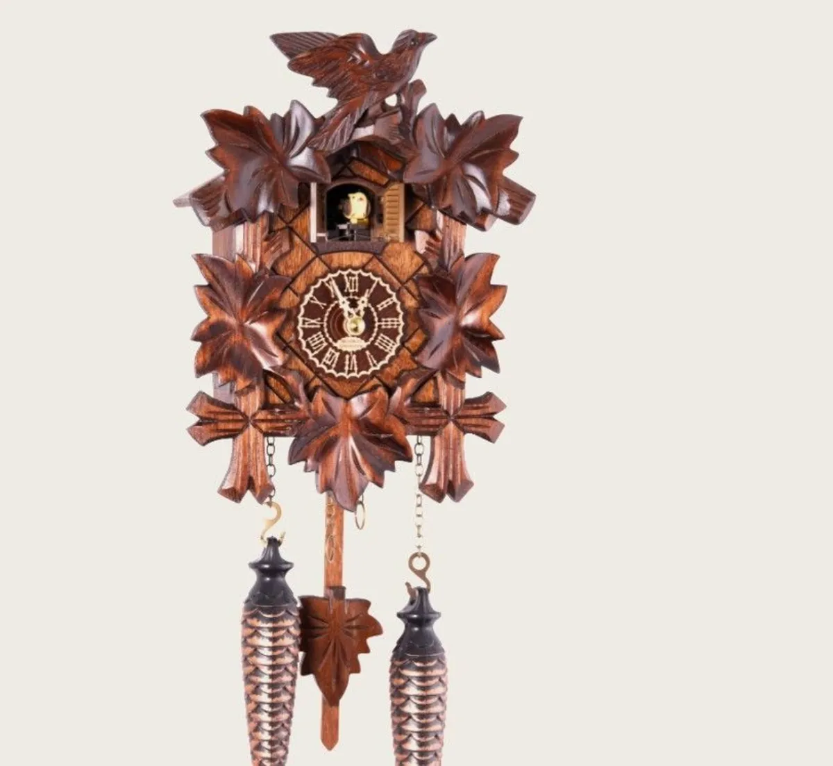 Traditional Carved Cuckoo Clock with Music Quartz - Image 3