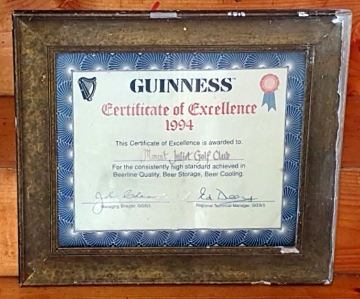 Rare Vintage 1994 Guinness Certificate Excellence - Image 1