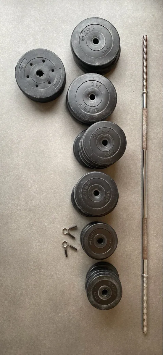 Gym weights + barbell + dumbbells - Image 1