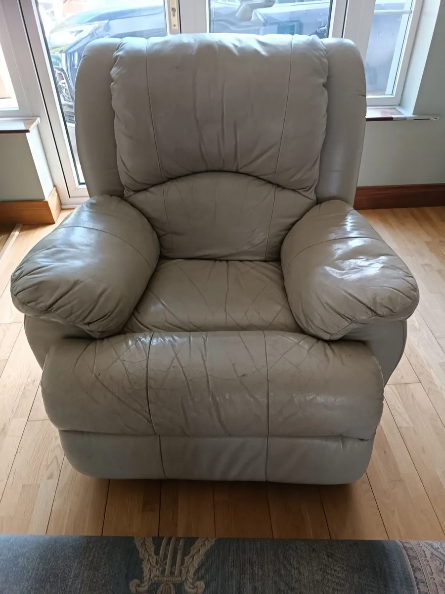 Cream leather reclining chair