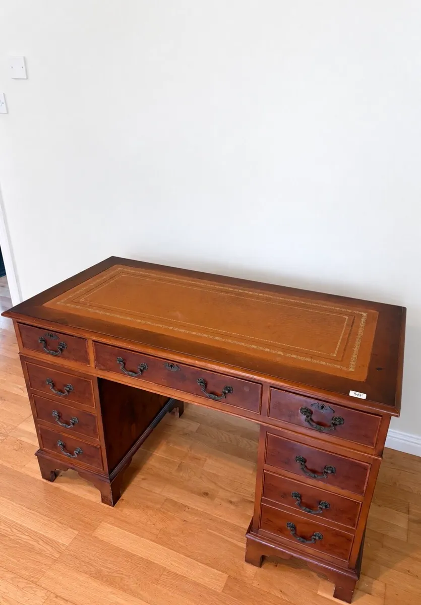 Pedestal Desk Solid wood Leather top - Image 1