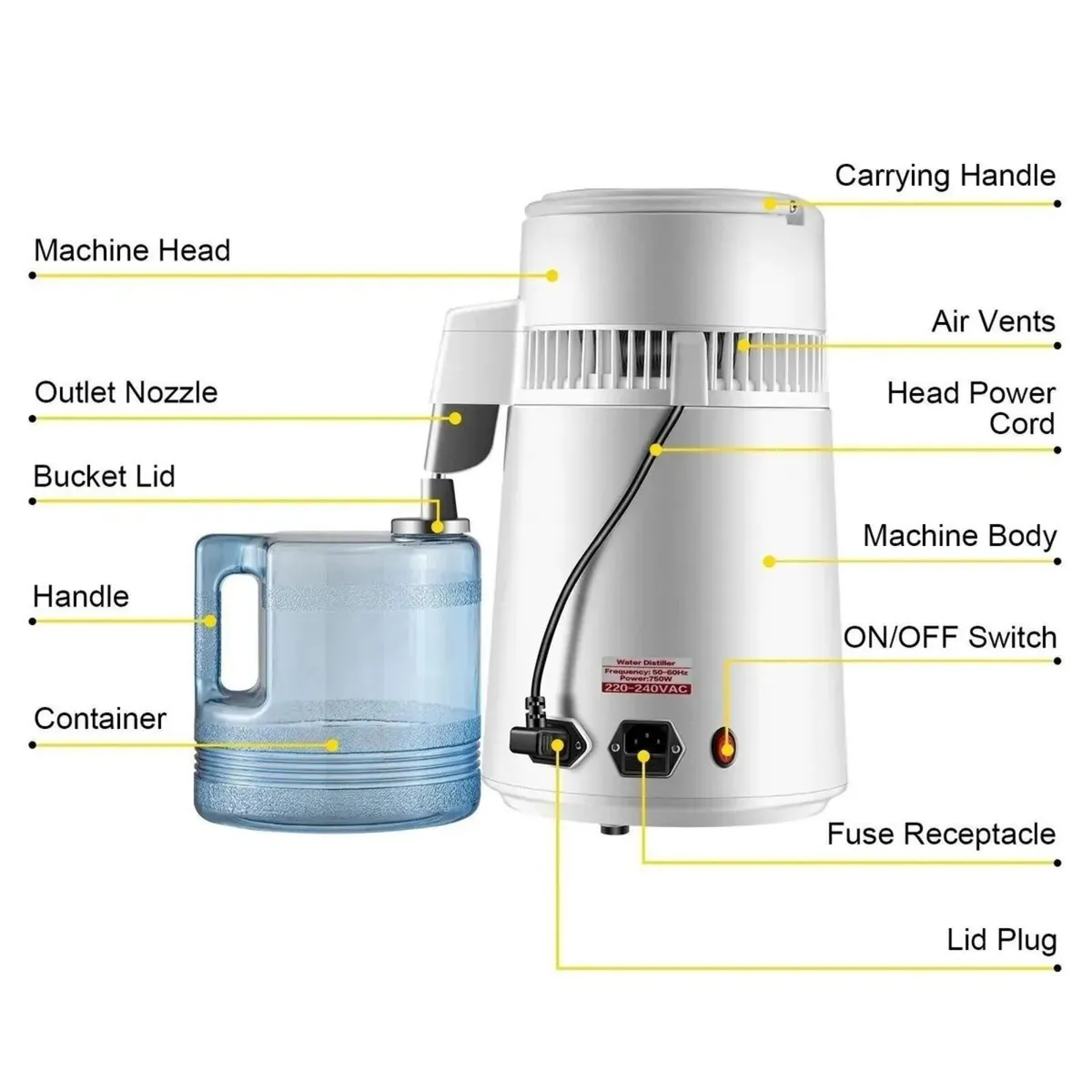Water Distiller 4L Home Purifier Machine 750W - Image 2