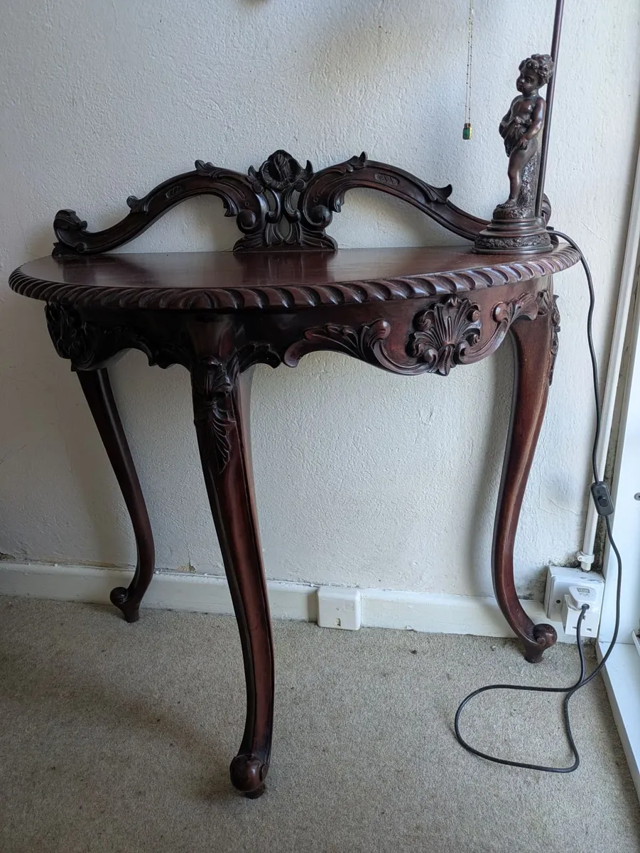 Antique hall table with mirror - Image 3