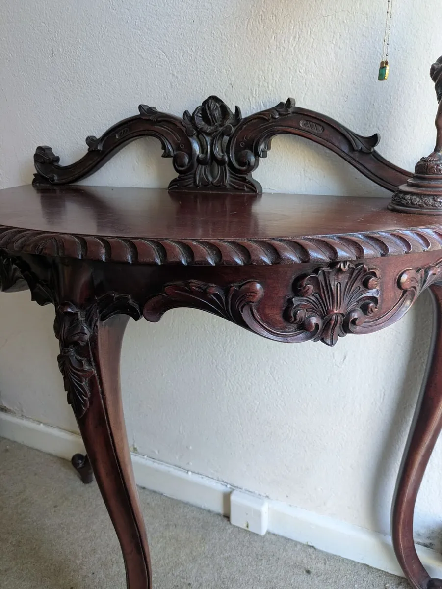 Antique hall table with mirror - Image 4