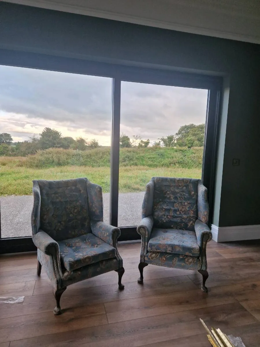 Queen Anne high back arm chairs - Image 1