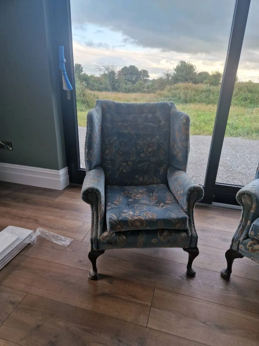 Queen Anne high back arm chairs - Image 2