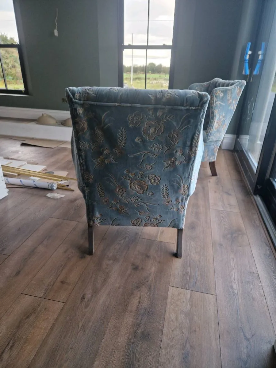 Queen Anne high back arm chairs - Image 4