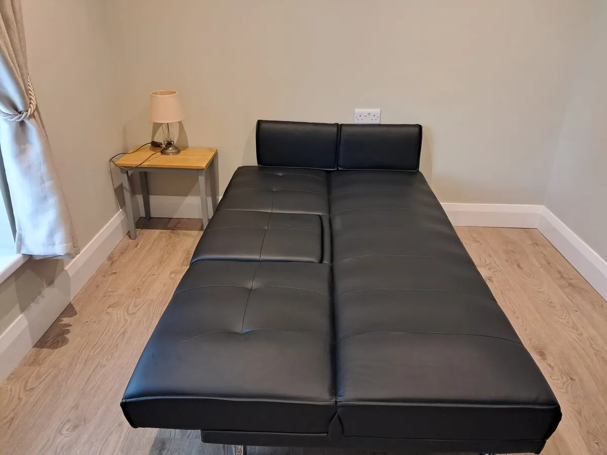 Black Leather Sofa Bed - Image 3