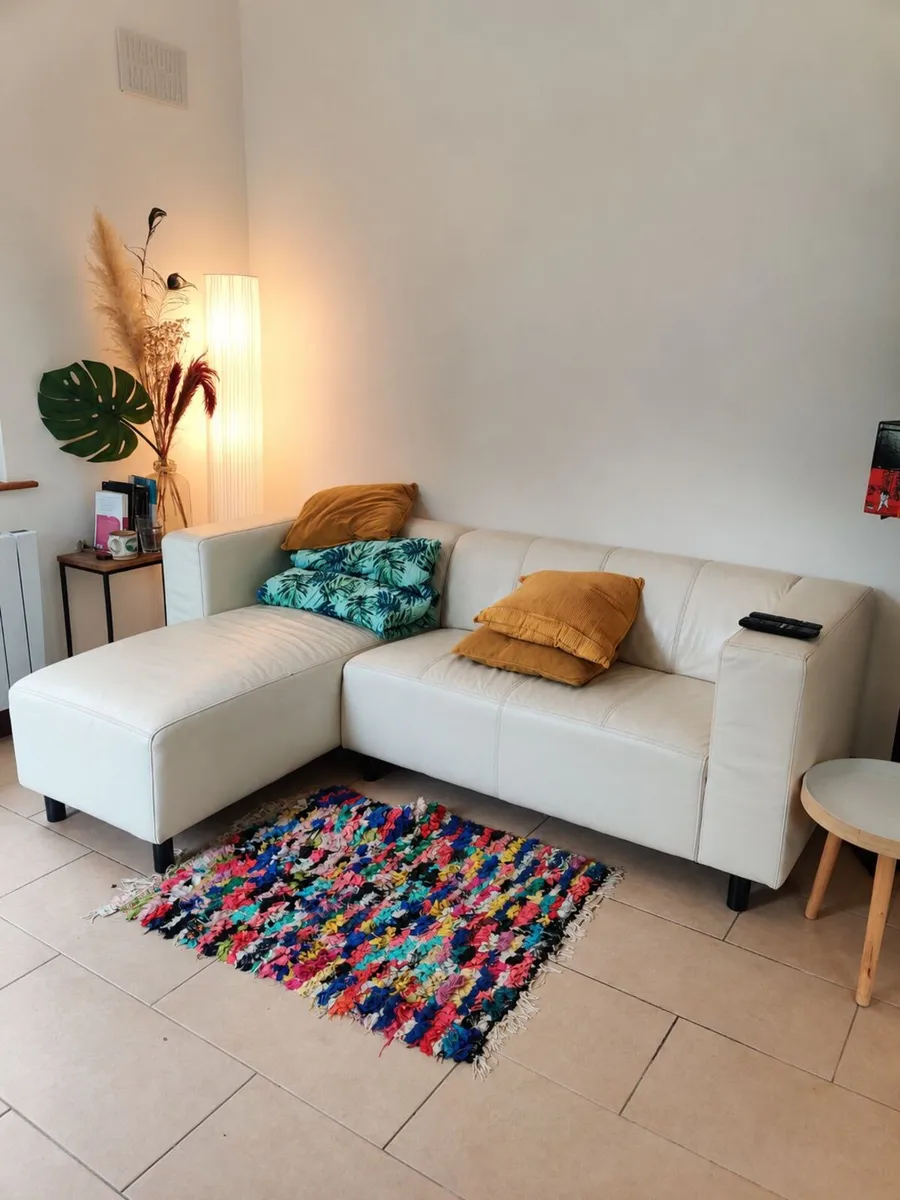 White Leather 3 Seater Couch