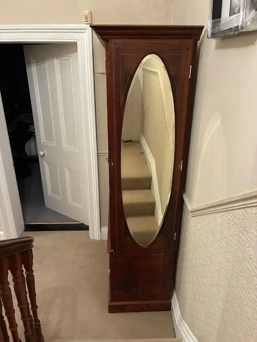 Antique Wooden Wardrobe with Full-Length Mirror - Image 3