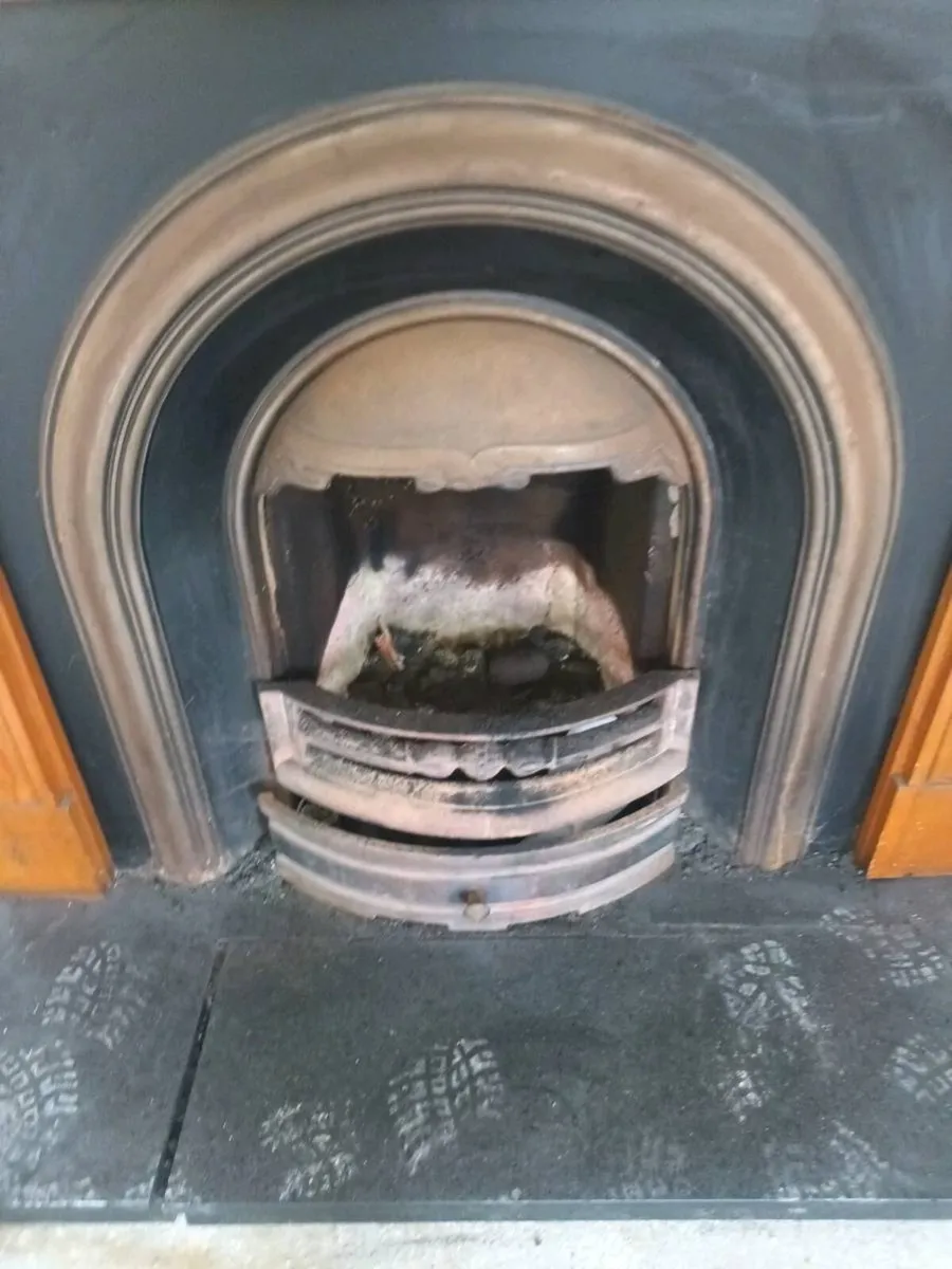 Cast iron inset fireplace with wood surrond - Image 2