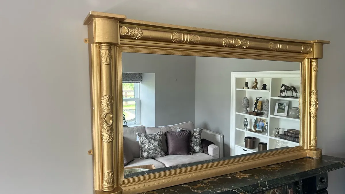 Timber gold hand painted  mirror - Image 1