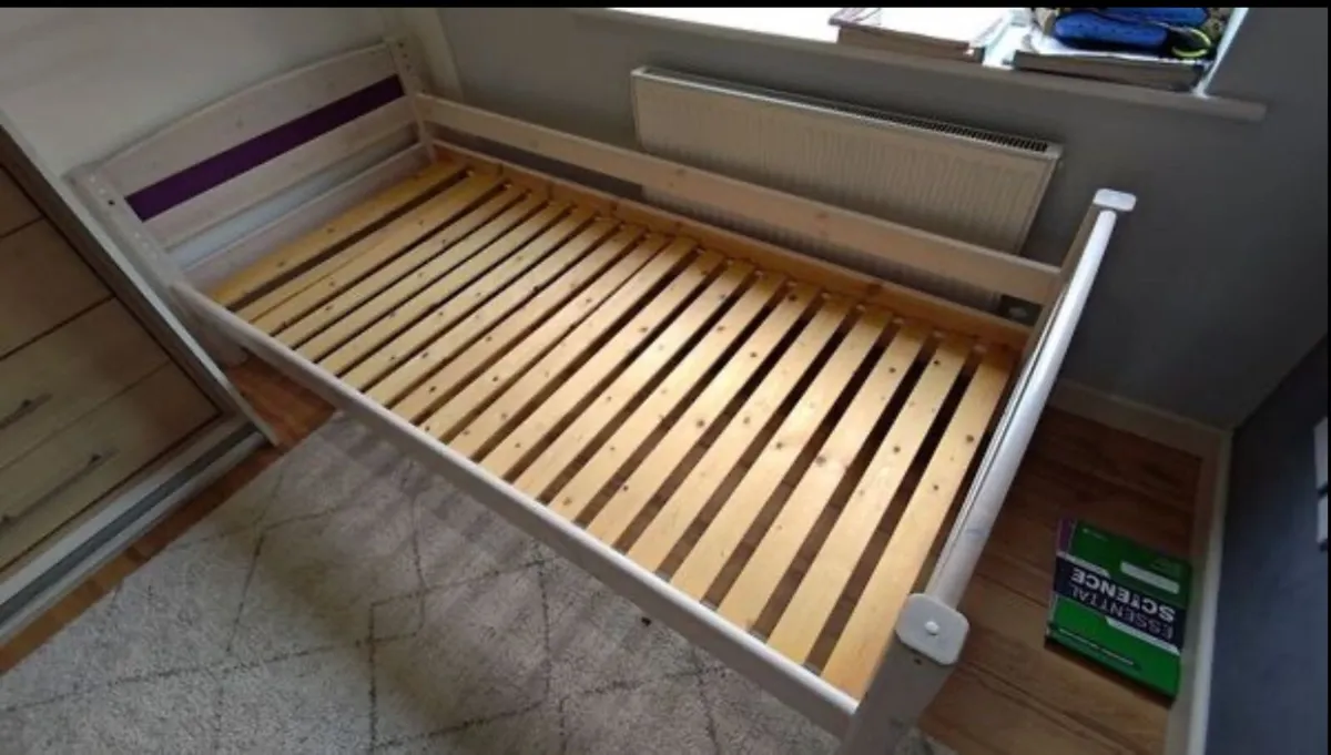 Good Solid White Shabby Style Wooden Single Bed - Image 1