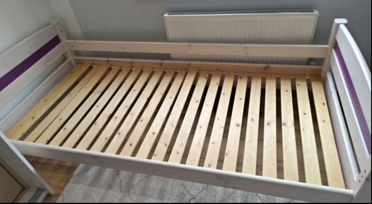 Good Solid White Shabby Style Wooden Single Bed - Image 2