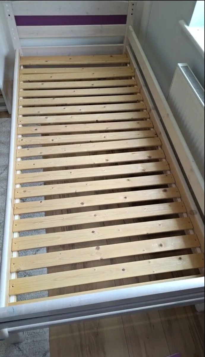 Good Solid White Shabby Style Wooden Single Bed - Image 3