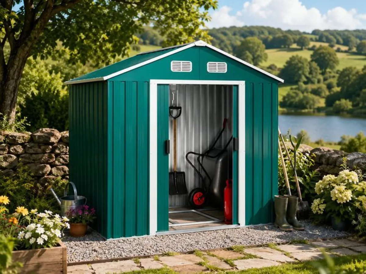 7ft x 4ft Metal Garden Shed with Foundation Frame - Image 2