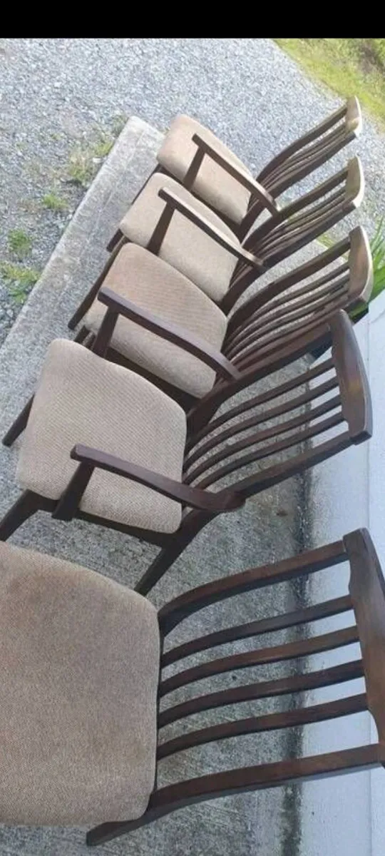 Mid century teak dining chairs x5 - Image 4
