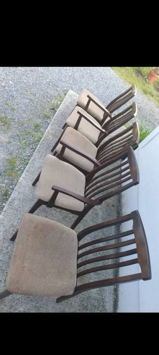 Mid century teak dining chairs x5 - Image 1