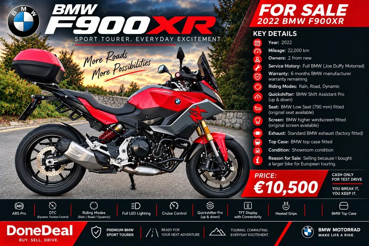 2022 BMW F 900 XR - Full Joe Duffy History - Image 1