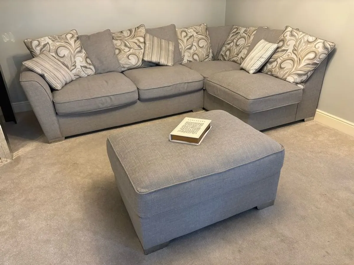 corner sofa, footstool & armchair - Image 2