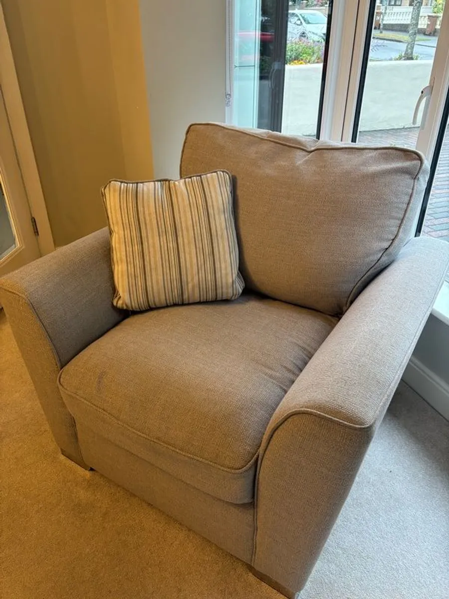 corner sofa, footstool & armchair - Image 3