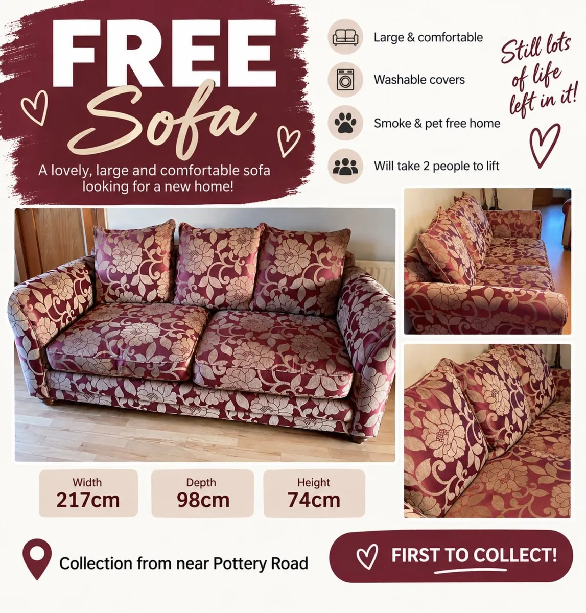 Large Comfortable Sofa - FREE - Image 1