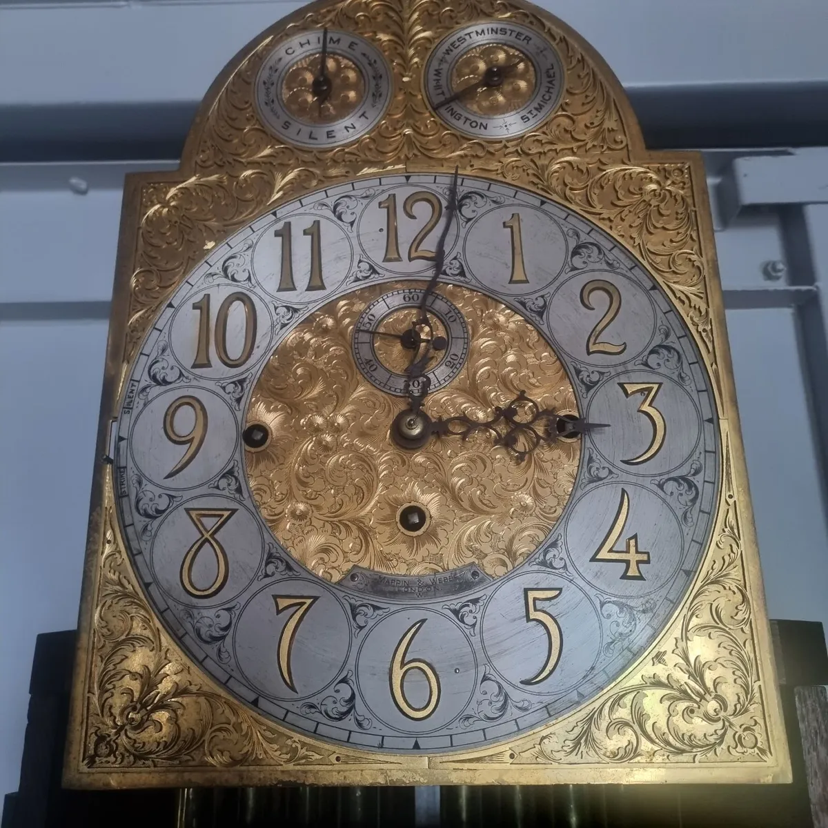 edwardian  treble weight grandfather clock 9ft - Image 3