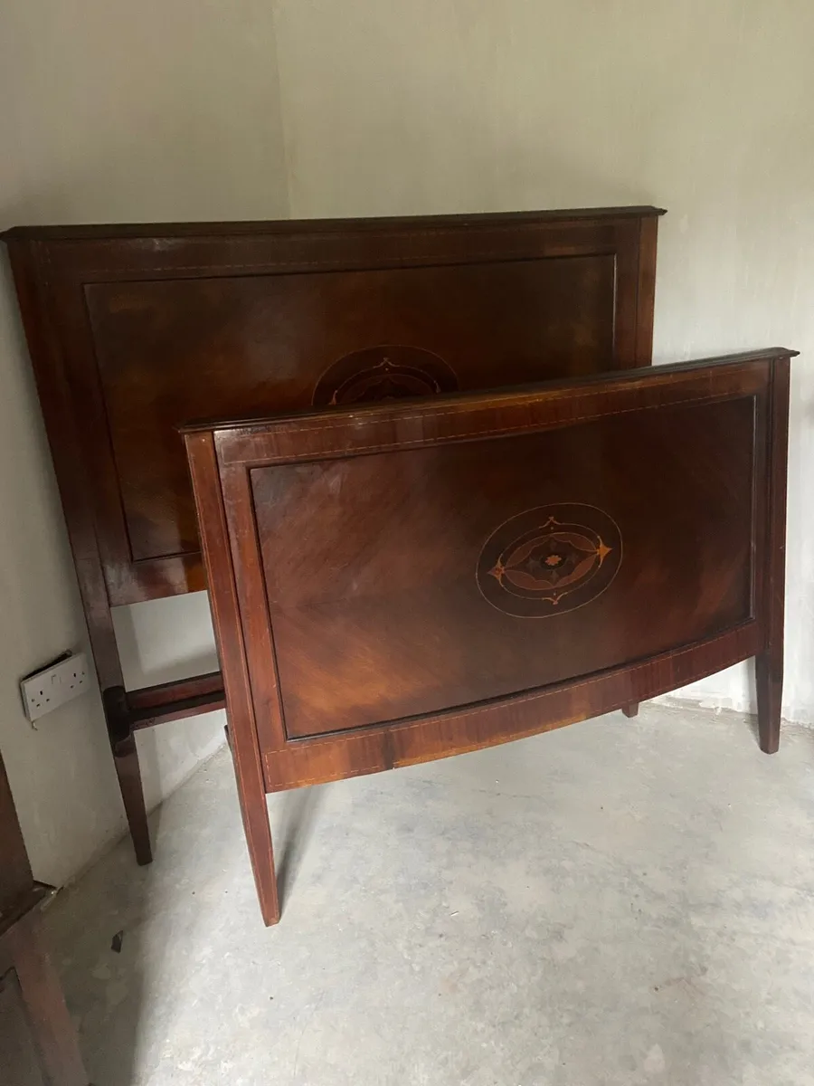 Edwardian Inlaid Double bed - Image 2