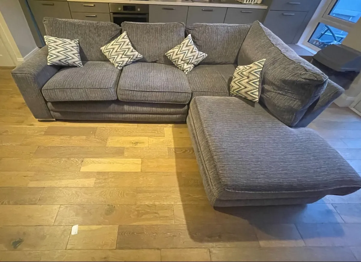 Large Grey L Shaped Corner Sofa with Chaise - Image 1
