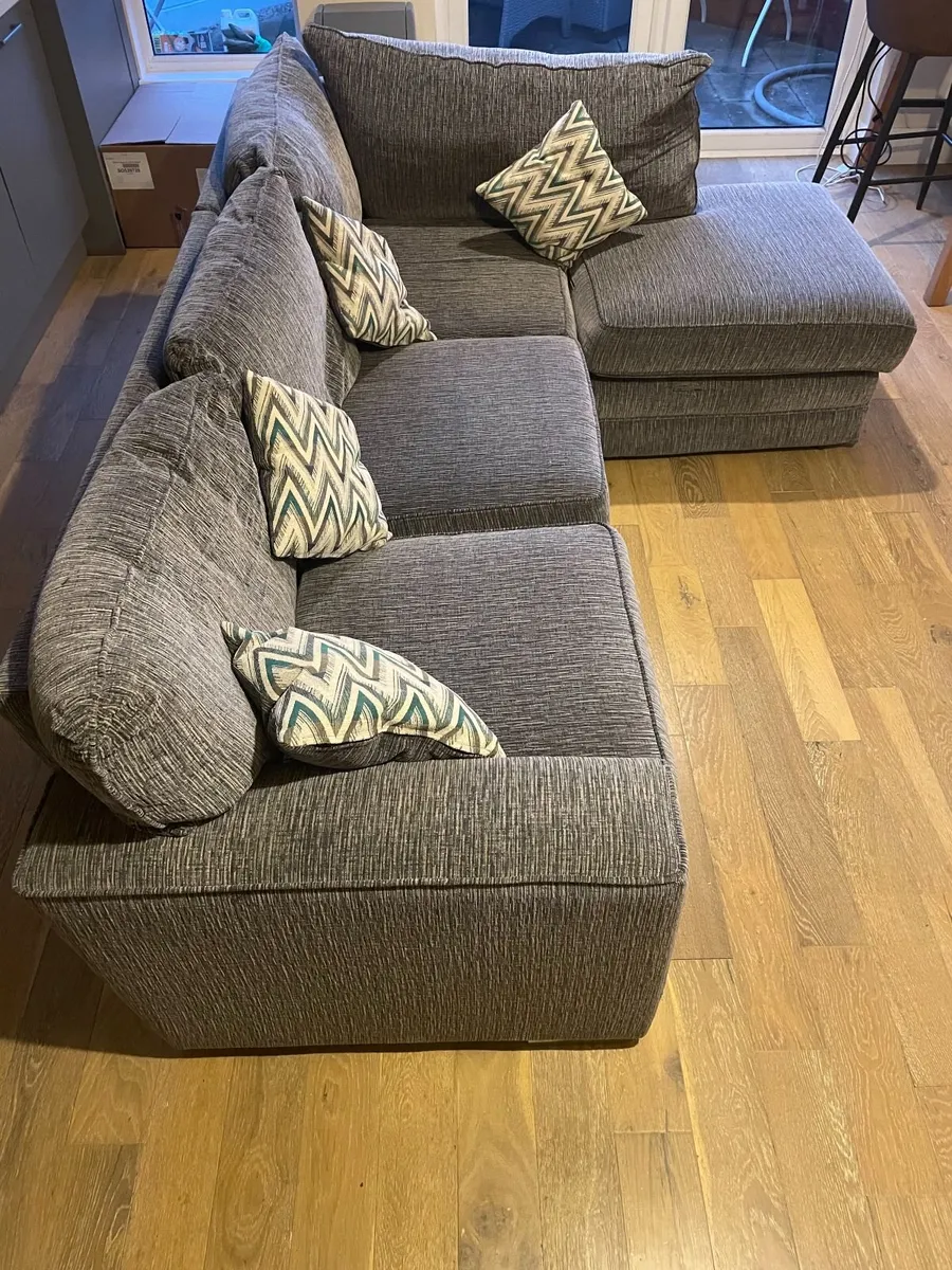 Large Grey L Shaped Corner Sofa with Chaise - Image 2