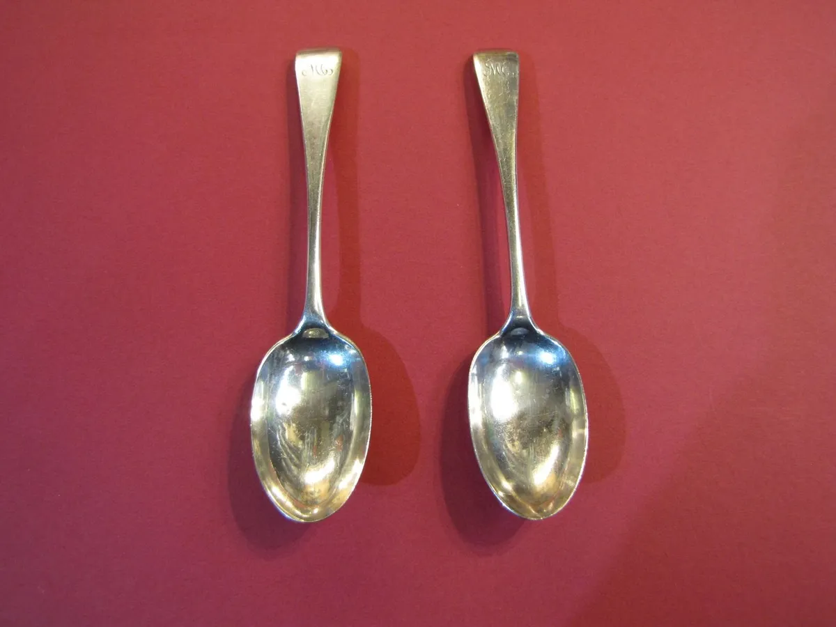 EIGHT STERLING ANTIQUE SILVER SPOONS. - Image 2