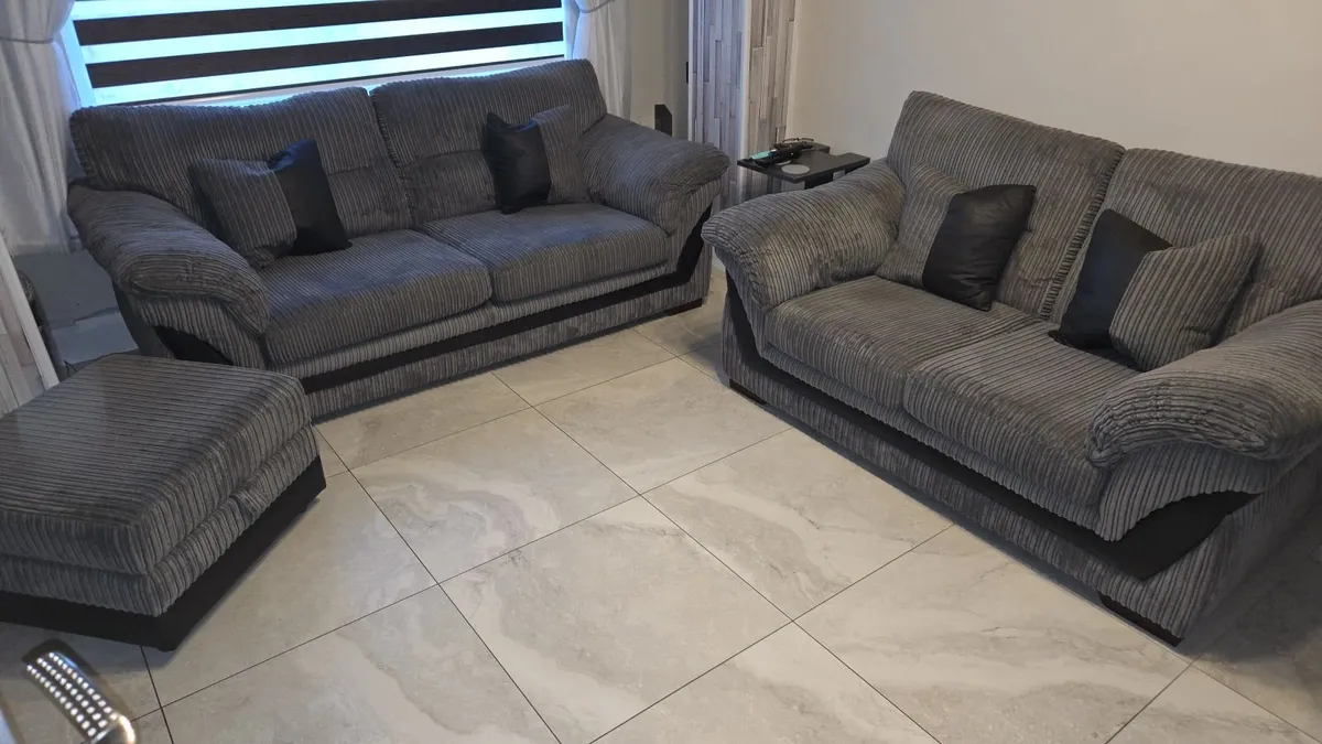 3 &2  grey ZANA sofa  and  otterman plus 2 consol - Image 4