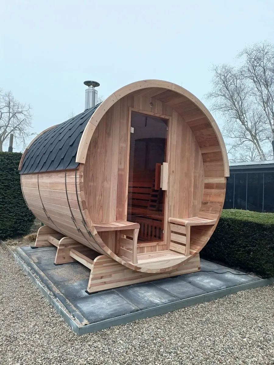 Canadian Red Cedar Barrel Sauna 270 cm - Image 1