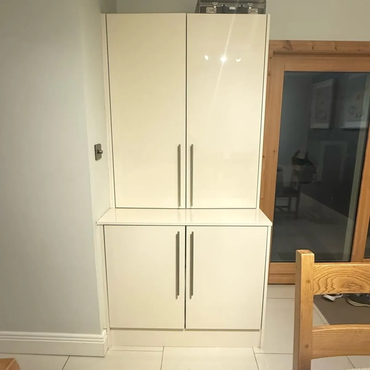 Freestanding High-Gloss Utility or Larder Press and Tumble Dryer Storage - Image 1